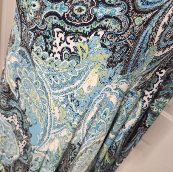 Ruby Rd. Turquoise Lime Aqua White Paisley Looong Tunic Top Size XL - Picture 5 of 5